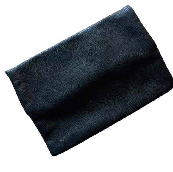 Victoria's Secret Angel Black Faux Leather Foldover Clutch 10.25"L 11.5"H 4.25"D - Picture 12 of 16